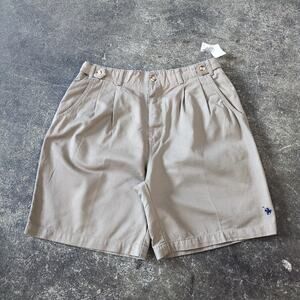 New Vintage Khaki Pleated Shorts Mens 36 Tan Knights of the Round Table 8"